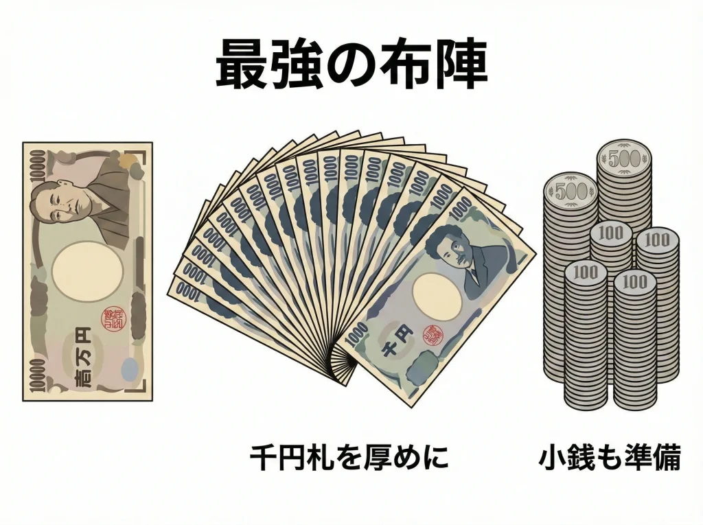 千円札と小銭の比率