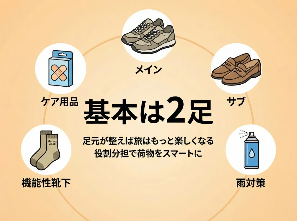 旅行の靴は何足まとめ