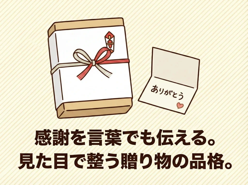 のし包装とメッセージカード