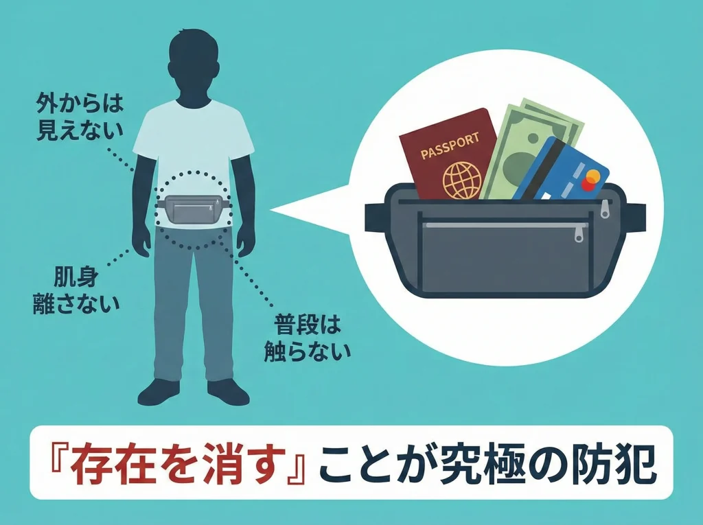 メイン財布はマネーベルト収納