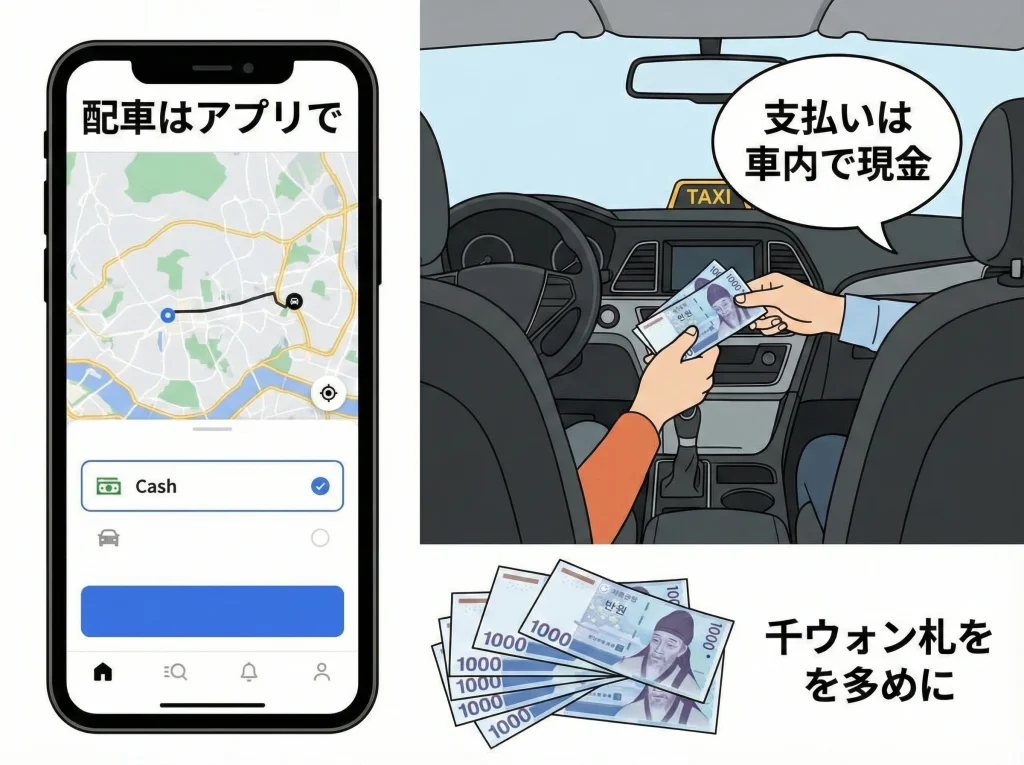 KakaoTaxiとUber現金
