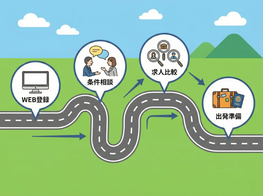 登録から就業までの流れ