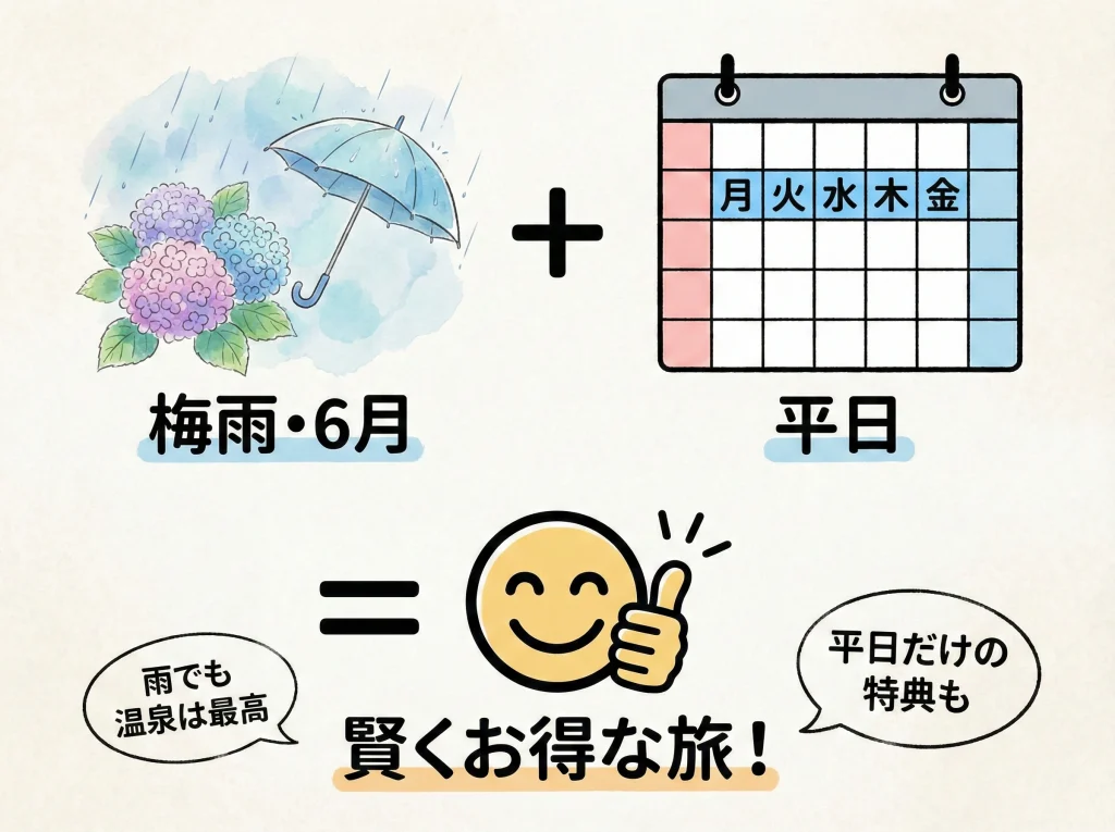 安い時期は梅雨と平日