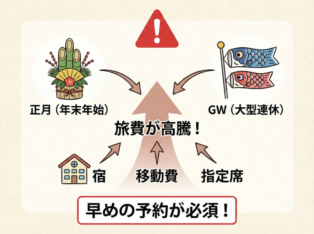 高い時期は正月とGW