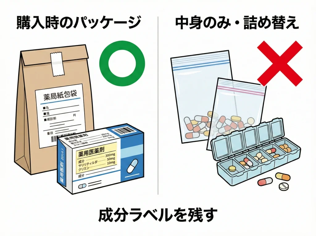 薬の税関申告と原容器
