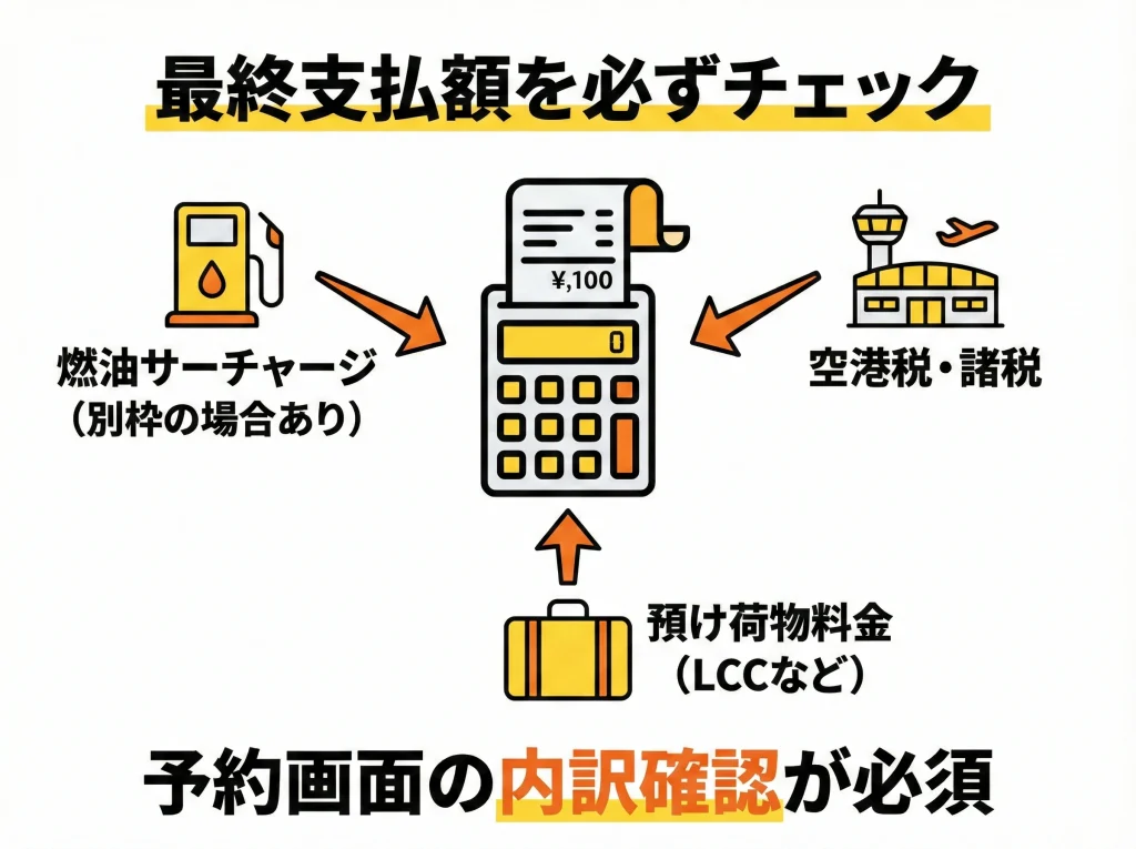 燃油サーチャージの注意点
