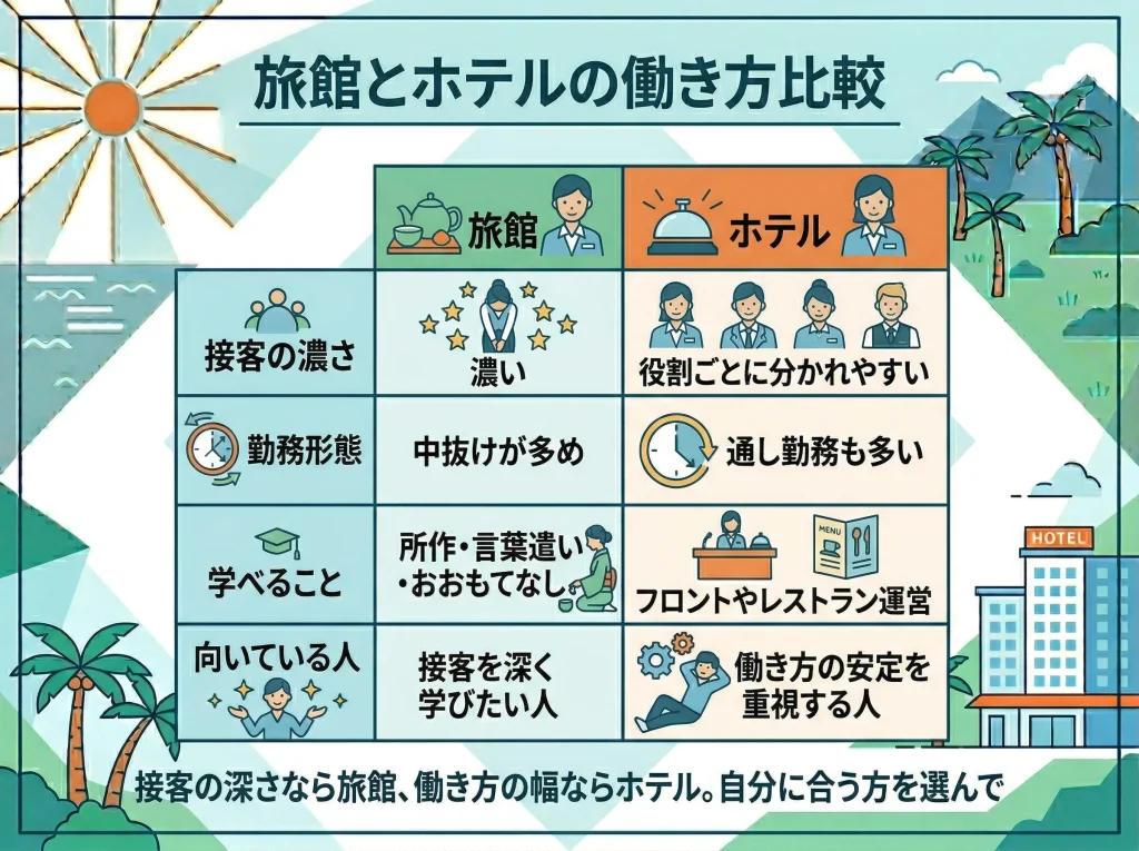 旅館求人とホテル求人の差