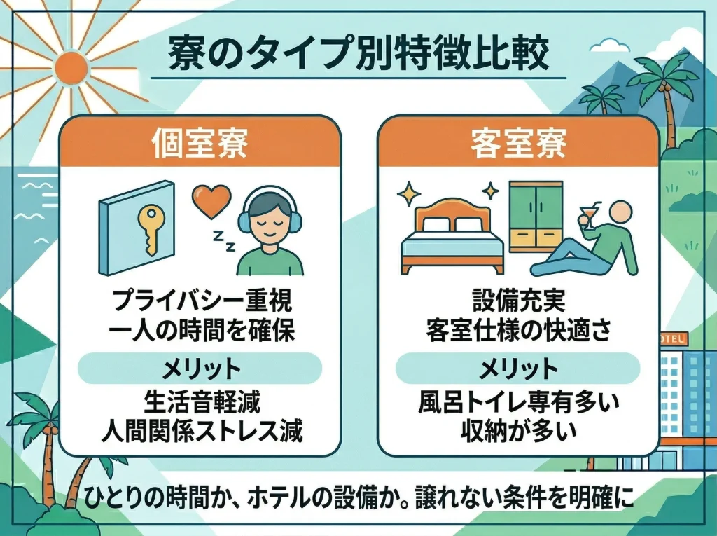 個室寮と客室寮の違い