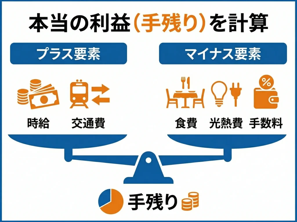 時給差と交通費を確認